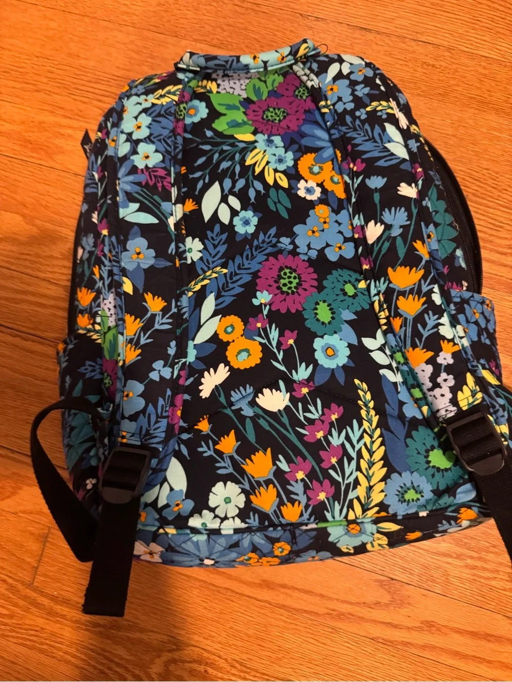 Vera Bradley Navy Floral Quilted Backpack with Multicolor Blooms